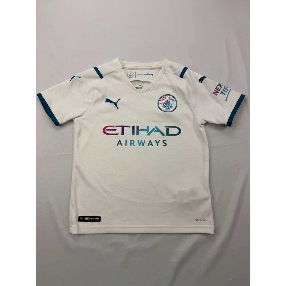 Puma Manchester City Jersey Kids XS White Iridescent Away Soccer Shirt